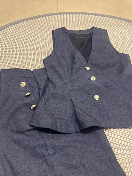 Zara Lacivert Blazer Ceket Pantolon Takı