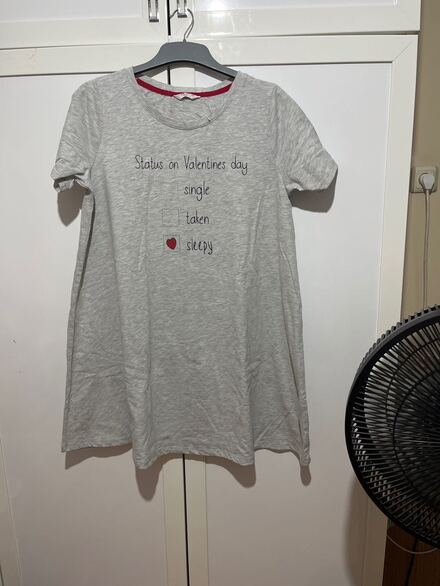 Gri Baskılı T-Shirt gecelik elbise