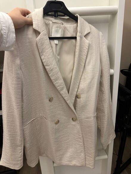 H&M Krem Desenli Yazlik Ceket