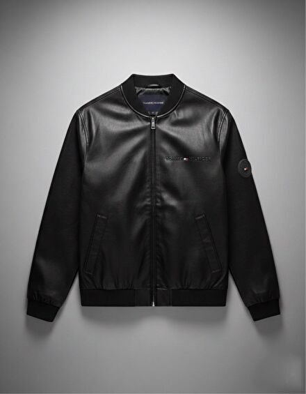 Tommy Hilfiger Siyah Deri Bomber Ceket
