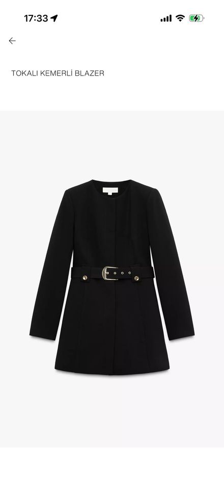 Zara tokalı kemerli blazer siyah