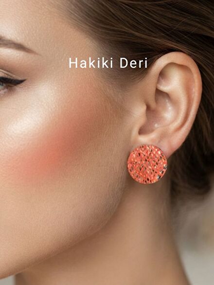 Küpe Deri Daire Yuvarlak Yılan Desenli