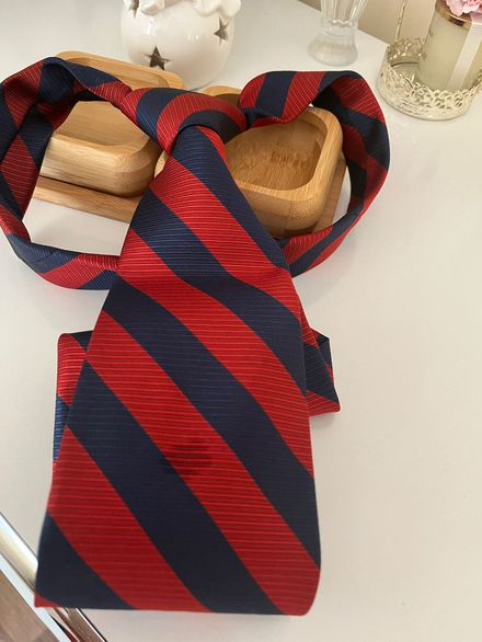 Kırmızı Lacivert Çizgili Kravat
