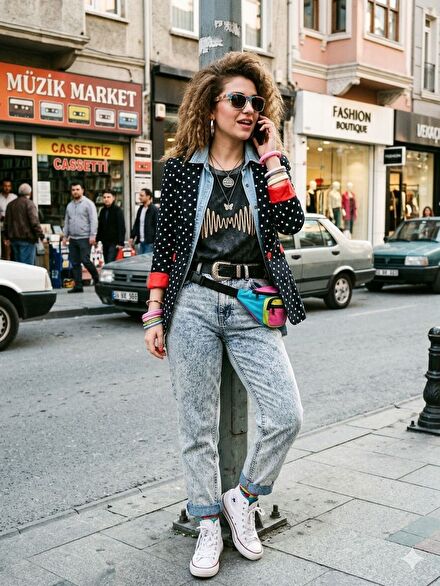 2000s y2k Scene Vintage Dar Puantiyeli