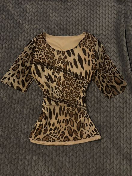 gothic grunge vintage y2k leoparlı bluz