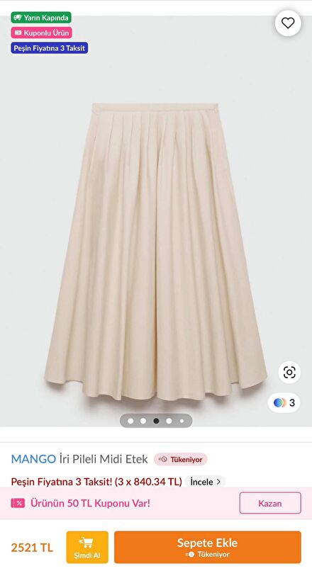 Mango midi boy etek