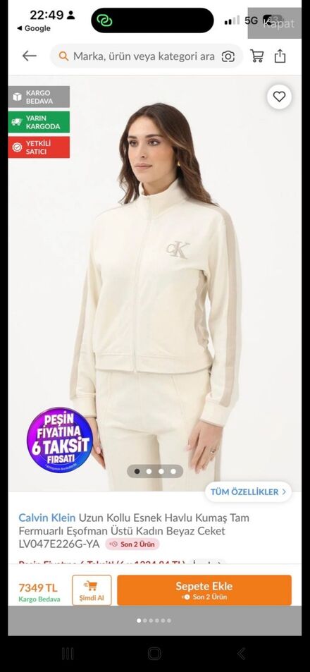 Calvin Klein Kadın Eşofman Üstü Bej
