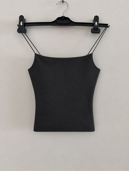 Siyah İp Askılı Fit Crop Atlet
