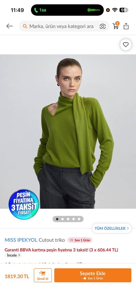 MISS IPEKYOL Yeşil Cutout Triko