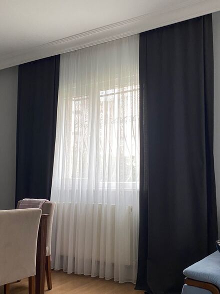 Antrasit renk keten fon perde 2 adet