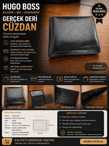 Hugo Boss Siyah Deri Cüzdan