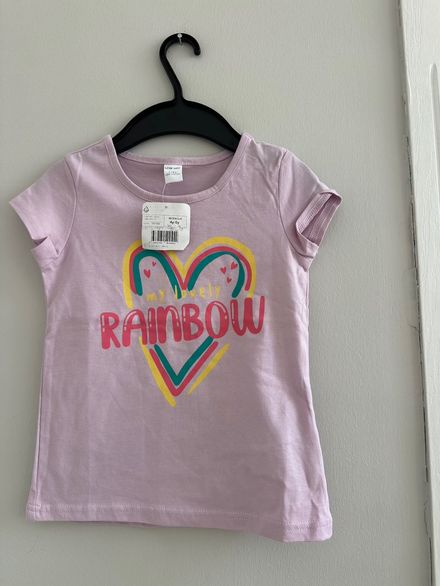 Kız Çocuk Pembe T-Shirt Rainbow Baskılı