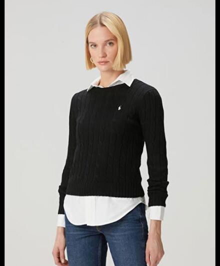 RALPH LAUREN ÖRGÜ SİYAH KAZAK (M)