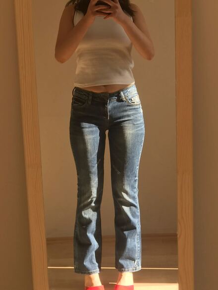 Y2K Vintage Düşük Bel Flare Jean