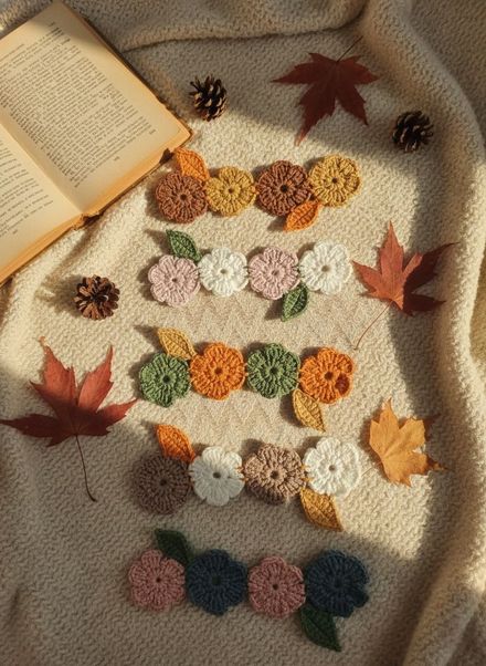 3 LÜ SET EL ÖRGÜSÜ ÇİÇEK KİTAP AYRACI