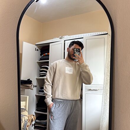 zara ikigai bej erkek sweatshirt