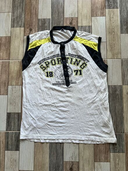 Beyaz Sarı Vintage Atlet y2k