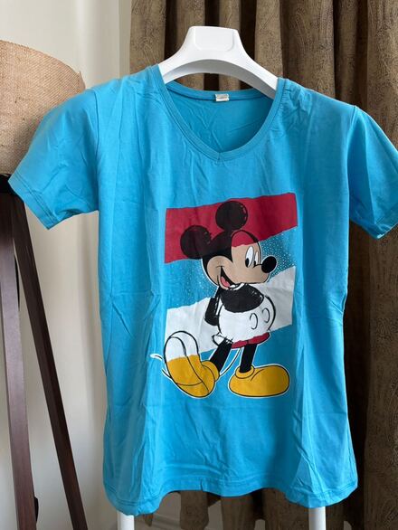 Mavi Mickey Mouse Baskılı T-Shirt