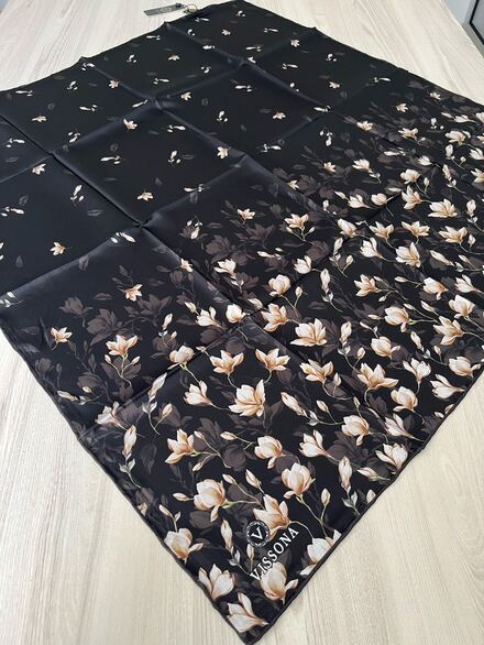 Vissona twill ipek eşarp (siyah)