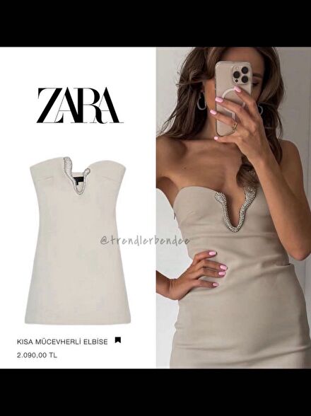 Mücevher detaylı elbise zara sıfır