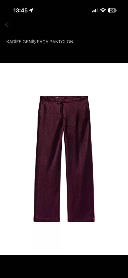 Kadife Geniş Paça Bordo Pantolon