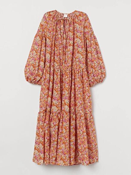 H&M Çiçek Desenli Uzun Elbise