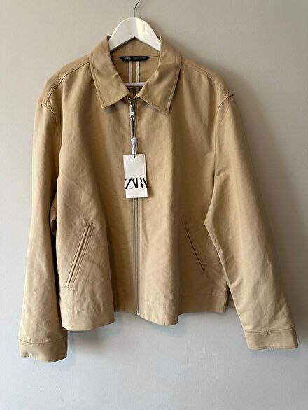 Zara Beige Fermuarlı Ceket