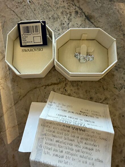 Swarovski Vittore Pear Yüzük Gümüş