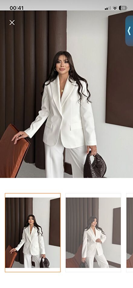 beyaz blazer pantolon takım