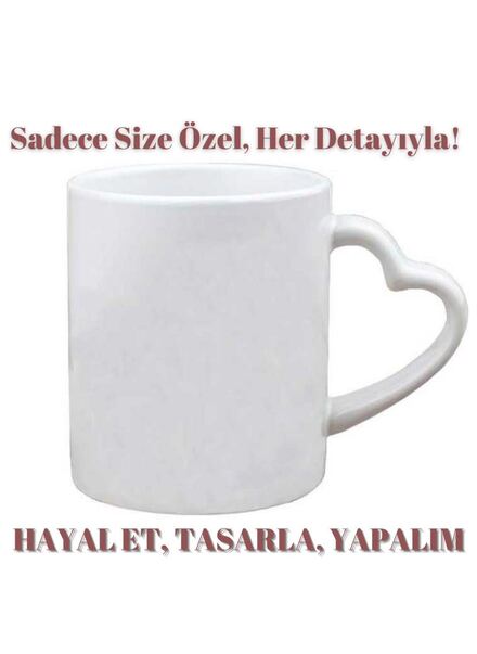 Kişiye özel baskı tasarım kalpli kupa