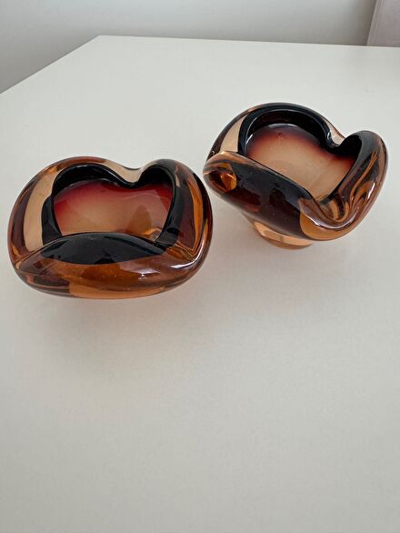 2 li Vintage Murano Sommerso Cam Küllük