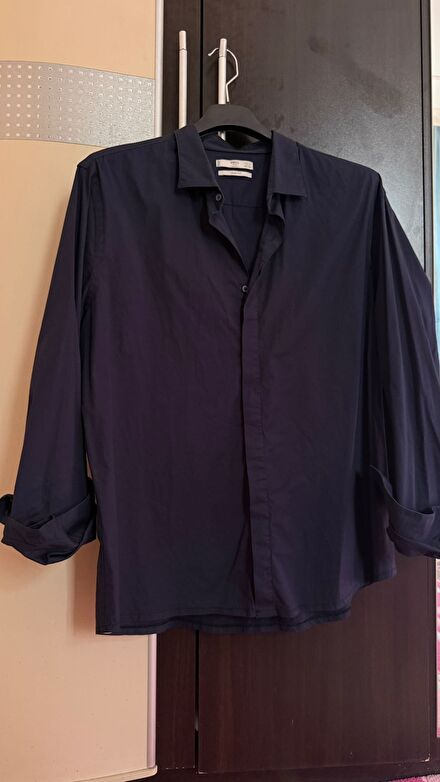 Mango Lacivert Gömlek Slim Fit