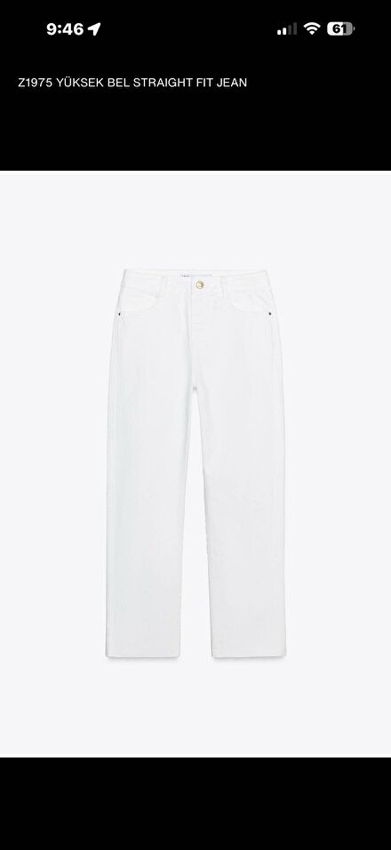 ZARA Beyaz Straight Fit Jean Pantolon