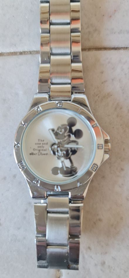 Gümüş Mickey Mouse Çelik Saat