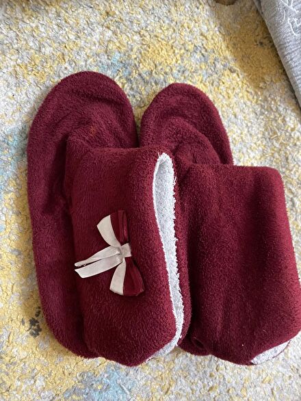 Bordo Fiyonklu Polar Patik