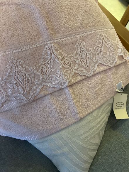 Pudra linens Dantel Detaylı Havlu