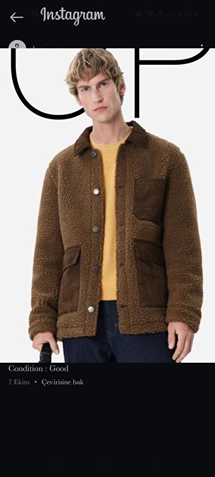 Zara Orijinal Erkek (Unisex)Peluş Ceket