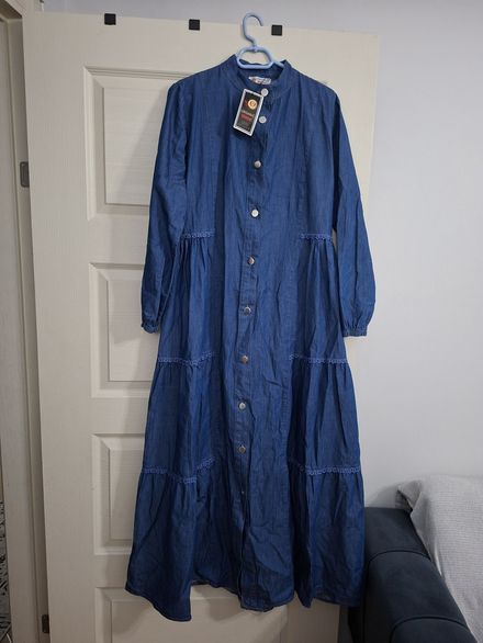 Mavi Denim Midi Boy Elbise