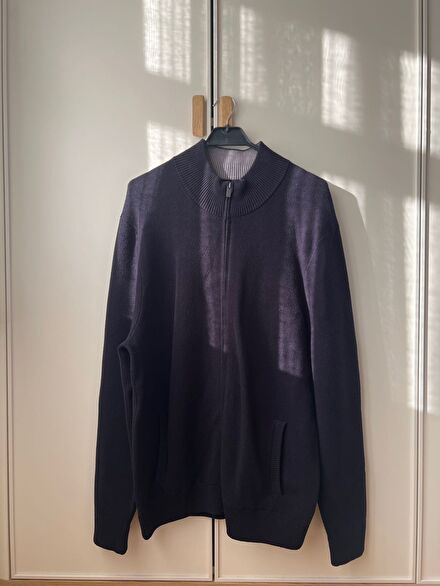Massimo Dutti Lacivert Fermuarlı Hırka