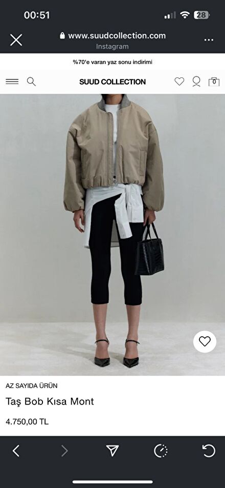 Suud collection bej bomber ceket mont