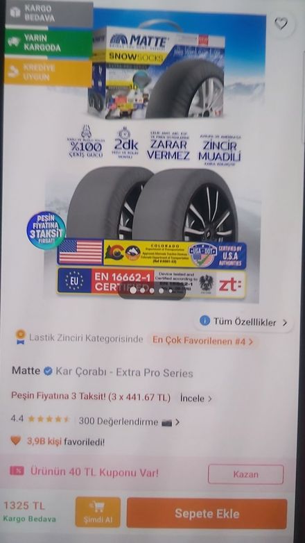 Matte Kar Çorabı