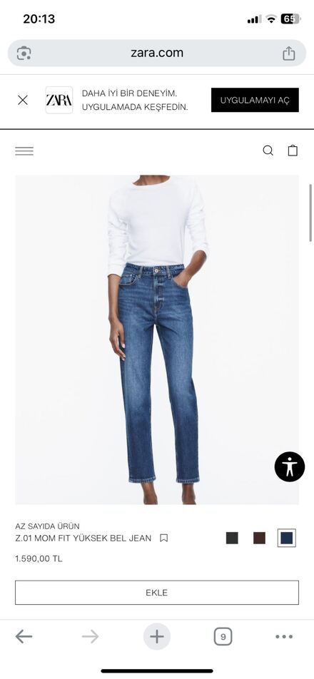 Zara mom fit yüksek bel jean
