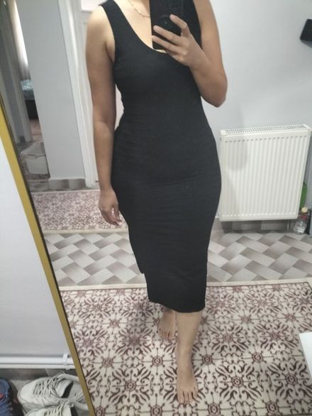 siyah midi elbise