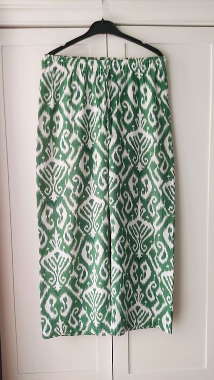 Desenli Yeşil Bol Paça Pantolon