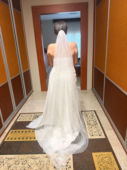 İnci Detaylı Tül Gelinlik Duvağı