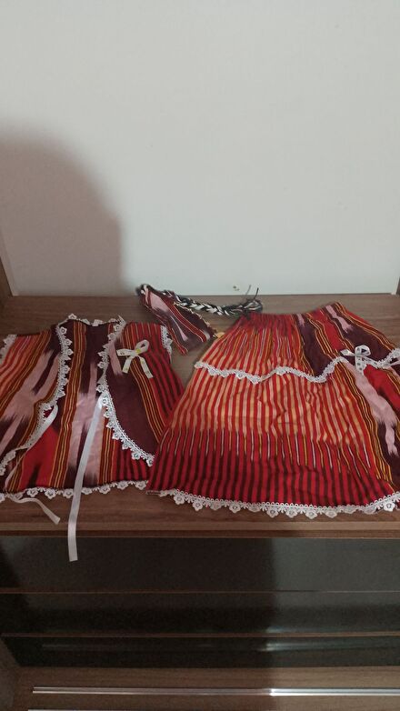 Batik Desenli İkili Takım Etek ve bandan