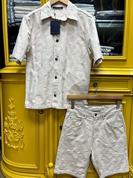 Louis Vuitton Beyaz Gömlek ve Şort Seti