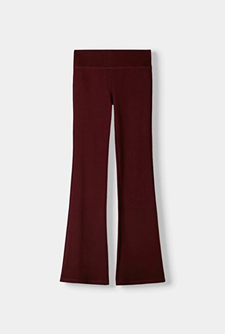 Bershka Bordo İspanyol Paça Tayt