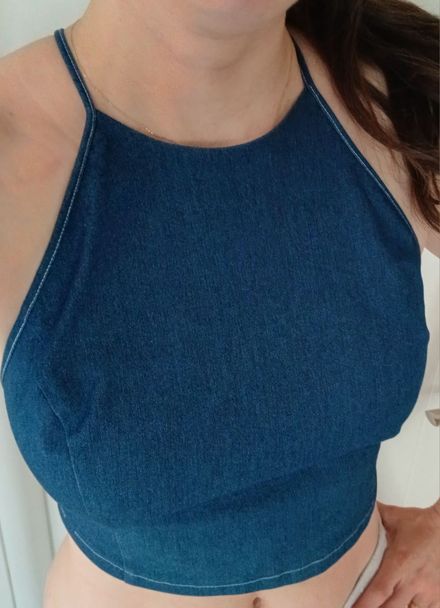 Derishow crop top bustiyer kot kumaşı
