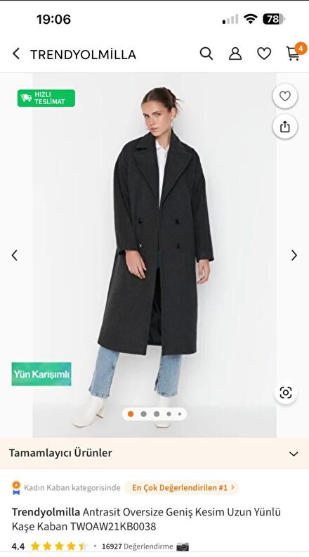 yünlü oversize kaşe kaban